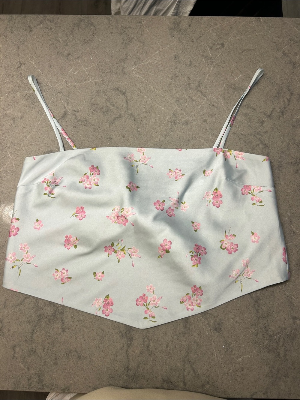 Sunday Best Light Blue Floral Spaghetti Strap Crop Top